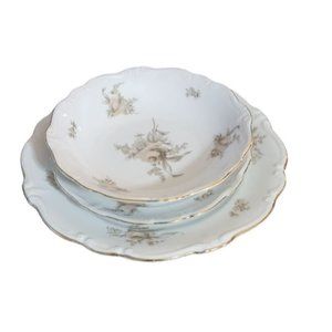 Vintage Johann Haviland Full Place Setting - Sepia Rose - Vintage 7 piece Place